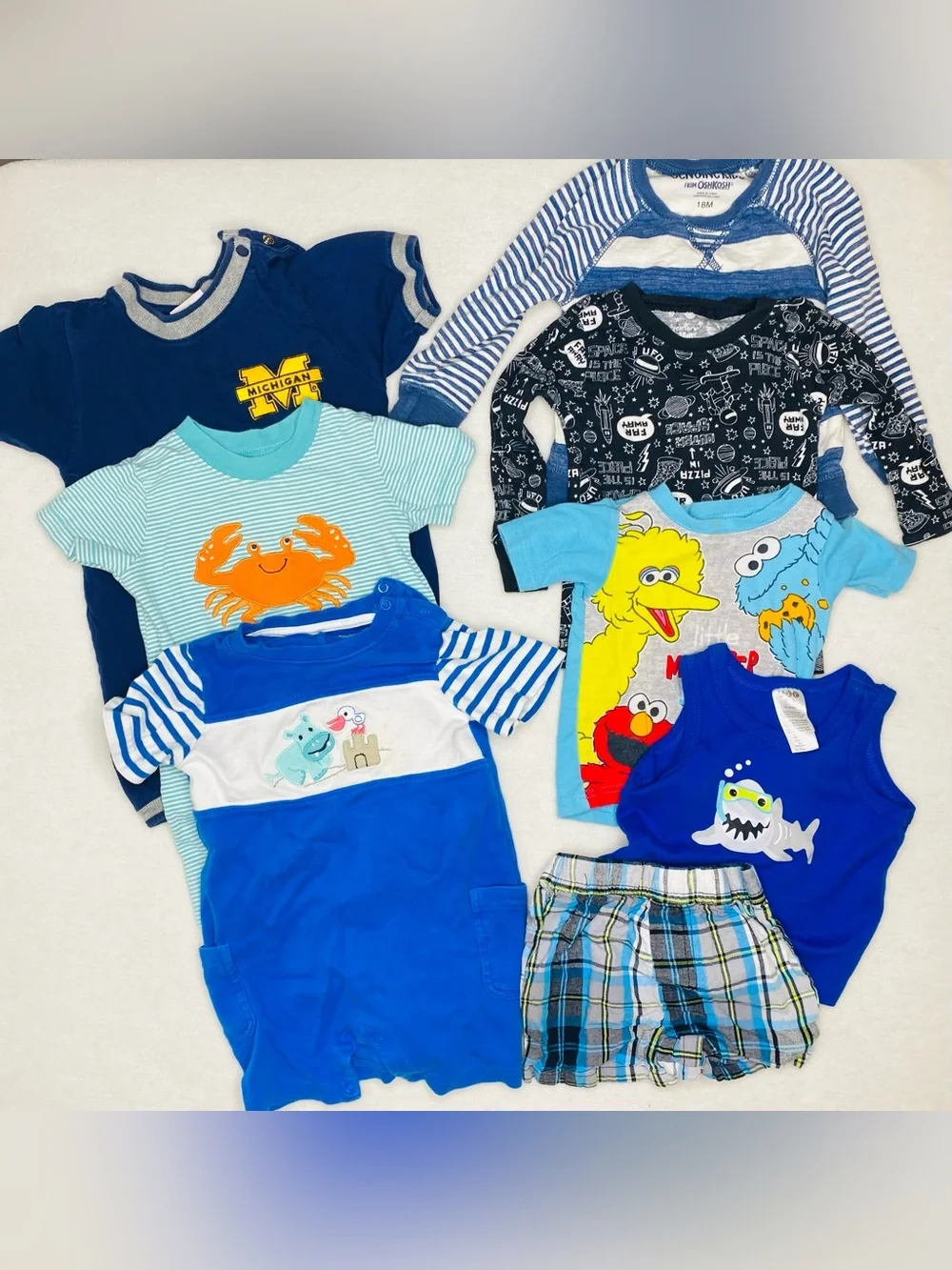 Baby Boy 18M Clothing Lot Gymboree OshKosh Sesame Street 8 Pieces